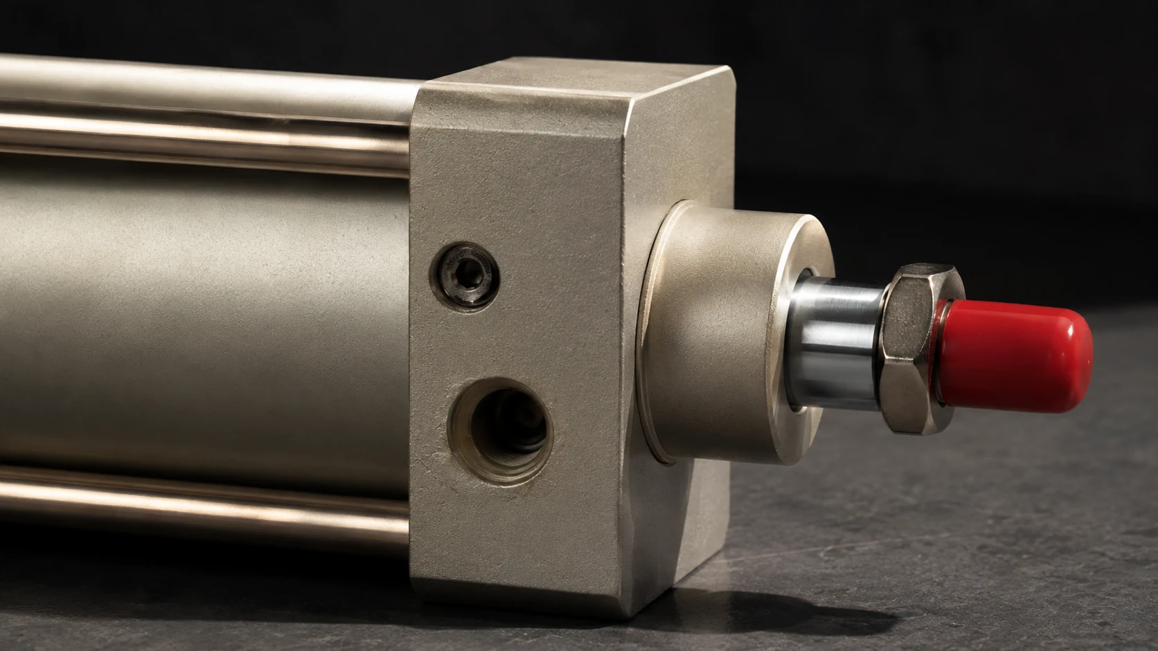 AI product detail: the HC95 end cap, tie rods and single piston rod
